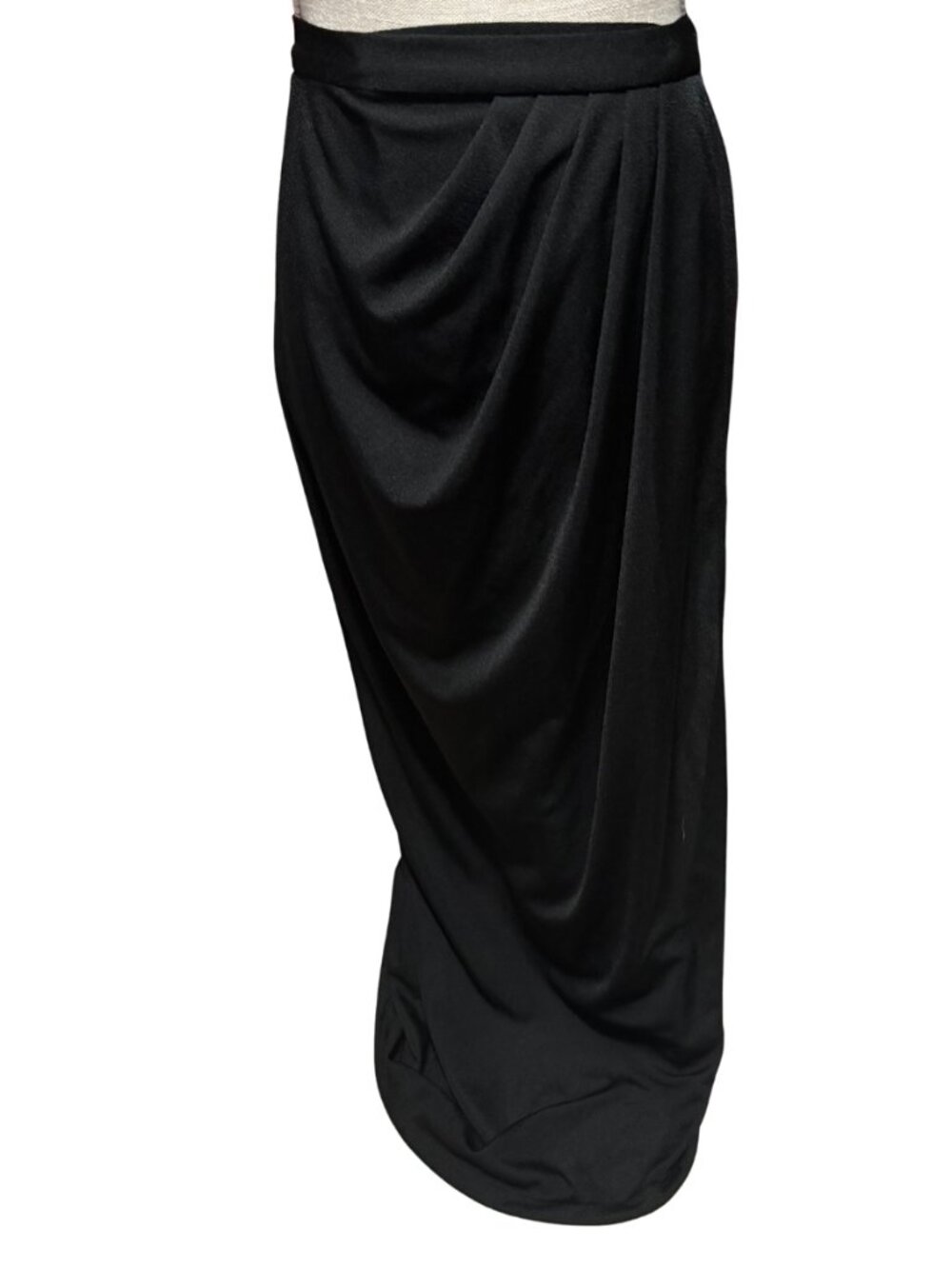 Vintage Howard Wolf Black Draped Maxi Wrap Skirt XS 0 Quiet Luxury